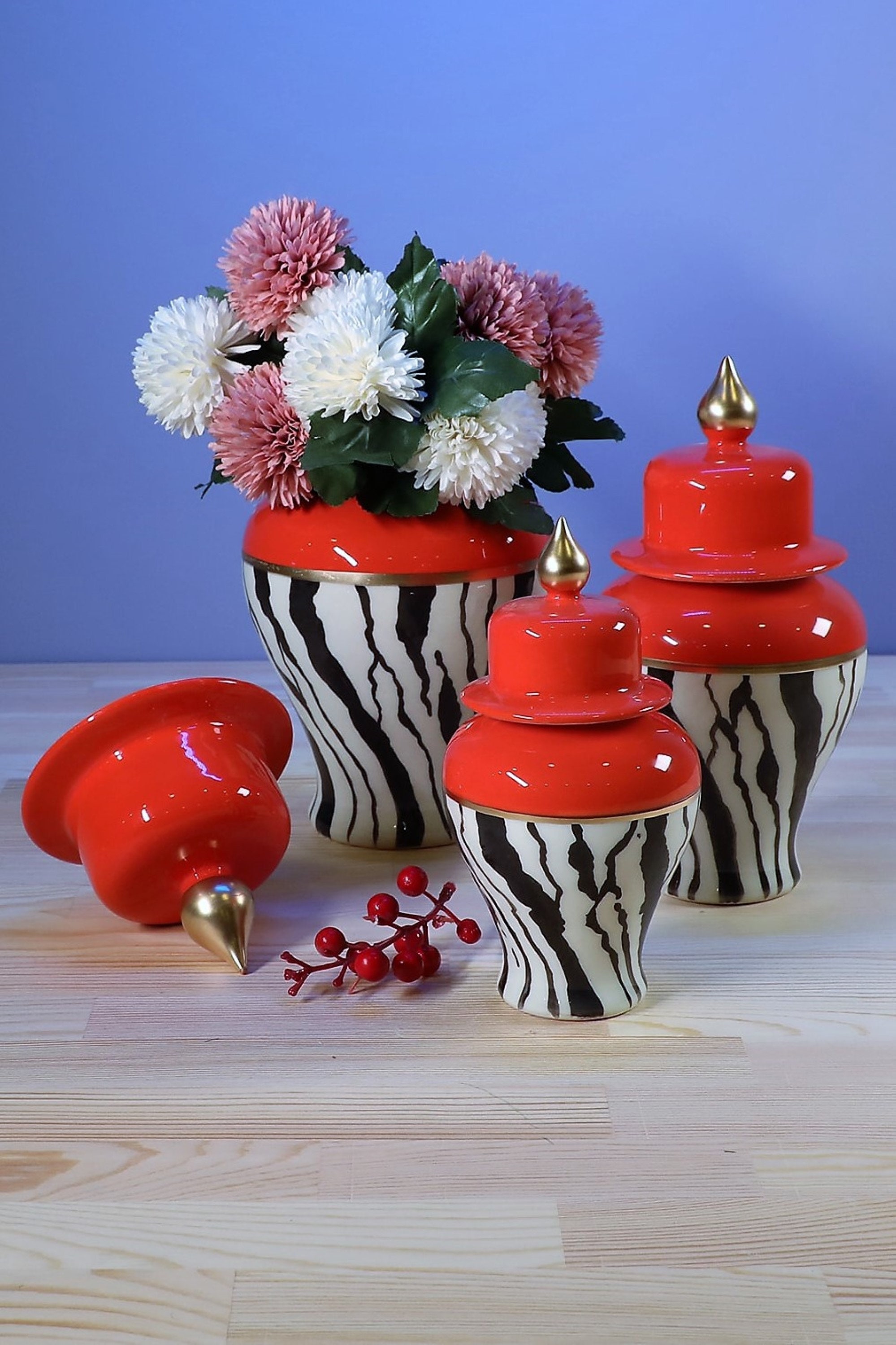 Zebra Ceramic Jar With Lid Set of 3 Handmade Ceramic Vase Etsy
