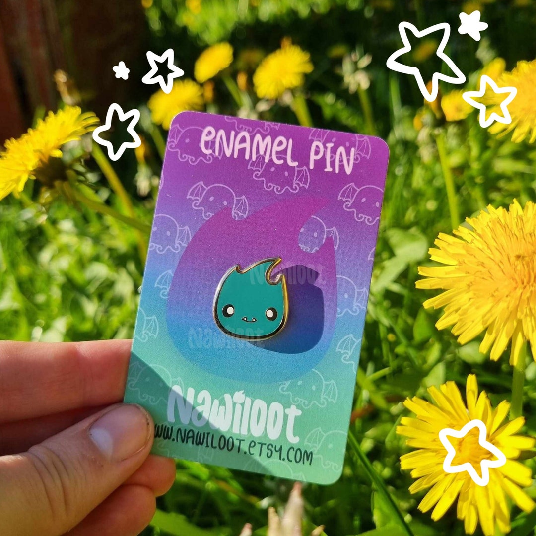 Mini Flame Green - Gold Hard Enamel Pin - Etsy