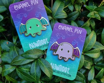 Cute Purple Cthulhu Octopus - Gold Hard Enamel Pin