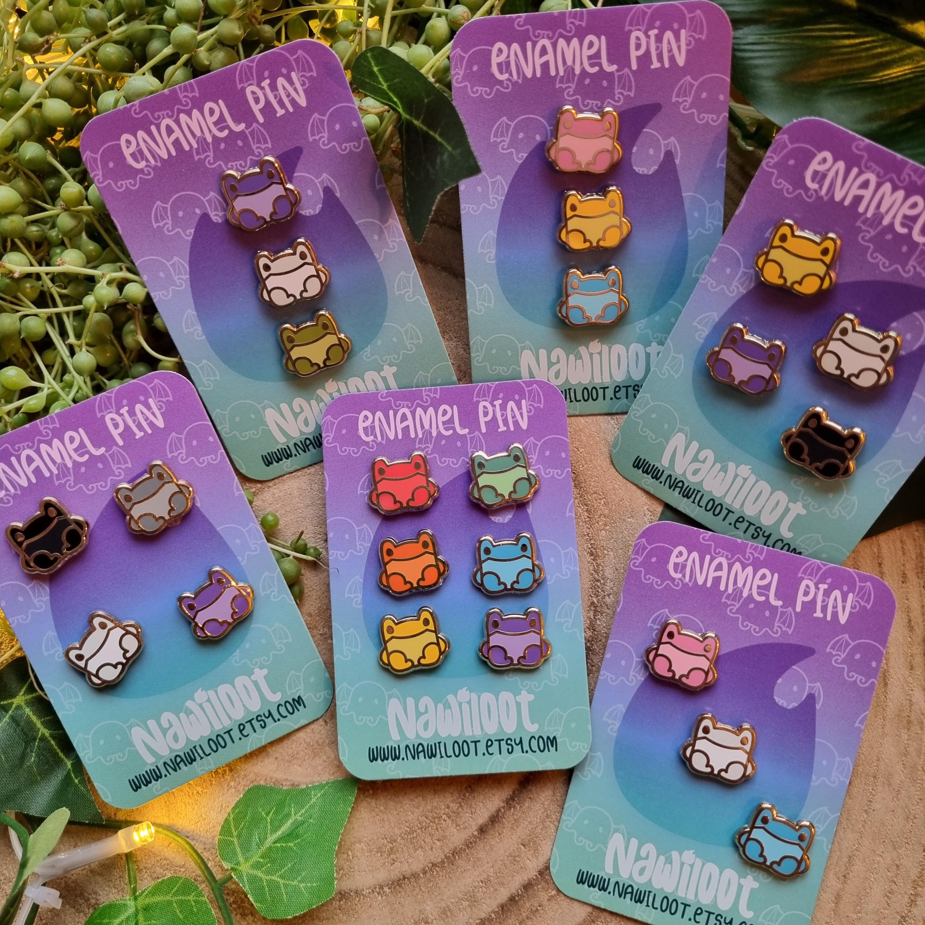 Froggy Micro Enamel Pins - Gold Hard Enamel Filler Pins