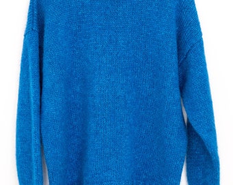 The Turquoise One: Mohair Sweater Digital Knitting Pattern. One Size L / XL, UK 16 / 18, US 12 / 14