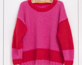 Quick and Easy Mohair Sweater Digital Knitting Pattern. One Size: L / XL, UK 16 / 18, US 12 / 14