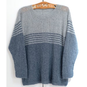 Easy Summer Silk and Mohair Sweater Digital Knitting Pattern. One Size: L / XL, UK 16 / 18, US 12 / 14