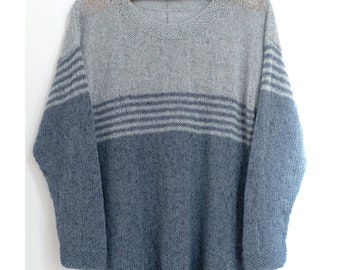 Easy Summer Silk and Mohair Sweater Digital Knitting Pattern. One Size: L / XL, UK 16 / 18, US 12 / 14