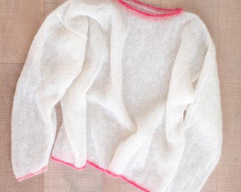 Dreamy Lightweight Mohair Sweater. Easy Digital Knitting Pattern. One Size: L / XL, UK 16 / 18, US 12 / 14