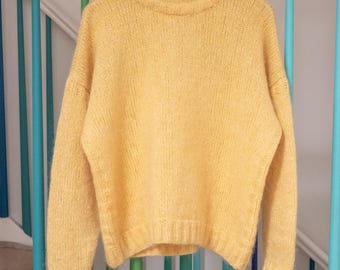 Lemonade Mohair Alpaca Sweater Digital Knitting Pattern. One Size: L UK 16, US 12