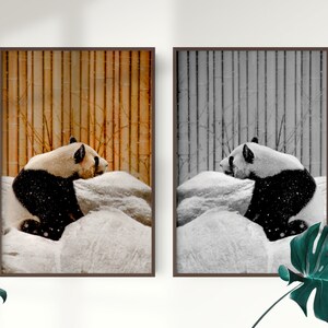 Panda Print, Set of 2 Print, Panda Wall Art, Animal Photo, Animal Poster, Home Decor, Digital Downloadable Art, Printable Art