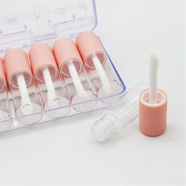 3ml rosa Deckel Probe Lipgloss Tube leere Lip Glasur Tube Lippenöl Flasche Set eine Box 10 Stück Beauty Kosmetik Verpackung Lipgloss Behälter