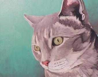 Custom Pet Portrait/Acrylic Pet Portrait/Pet Painting/Hand Painted from Your Own Photo/Custom Cat Portrait/Custom Pet Memorial/Portrait Cat