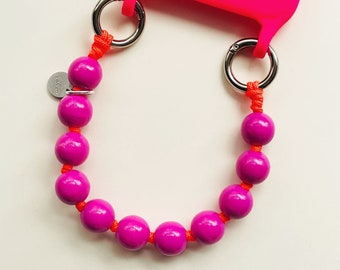 Handykette Schlüsselanhänger Kurz Pink Orange