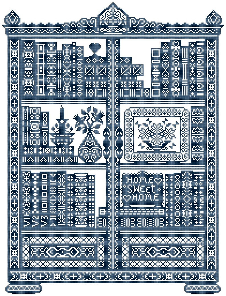 The Bookcase by Galliana Cross Stitch Designs PDF Chart Etsy