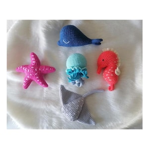 Handmade Crochet Sea Animal Toys – Amigurumi Ocean Creatures – Bag Charms and Toys – Unique Gift for Kids & Sea Lovers