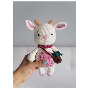Crochet Goat Plushie: Handmade Amigurumi Farm Animal Toy