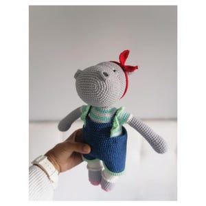 Crochet Hippo, Amigurumi Hippopotamus, Crochet Animals, Handmade Crochet Hippo Toy, Hippo Plushie, Stuffed Hippopotamus