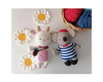 Two Handmade Crochet Toys For One Price, Crochet Animals, Crochet Goat and Crochet Koala, Amigurumi Animals