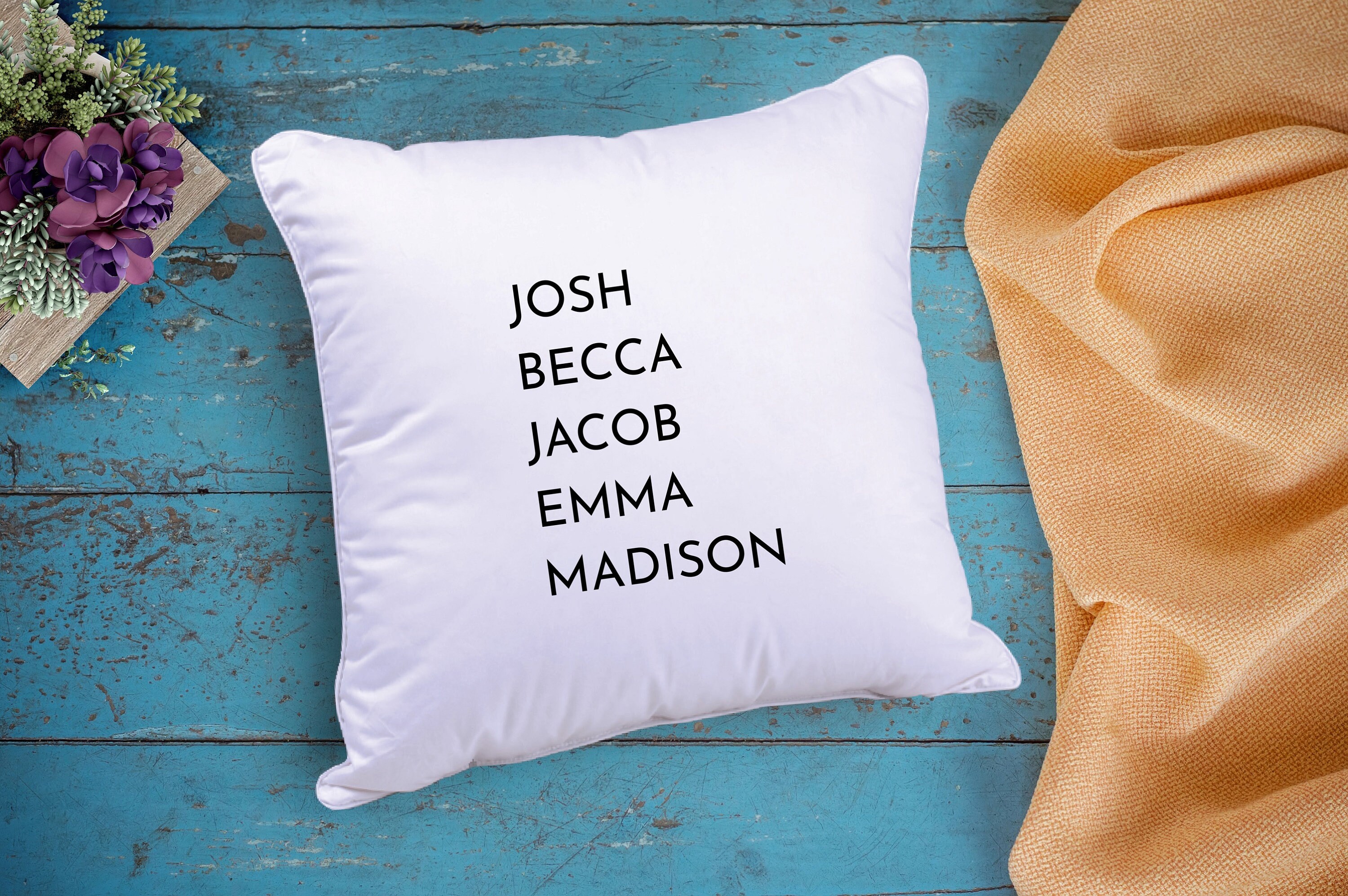 Personalized Grandkids Names Pillow Case Grandma Cotton Etsy