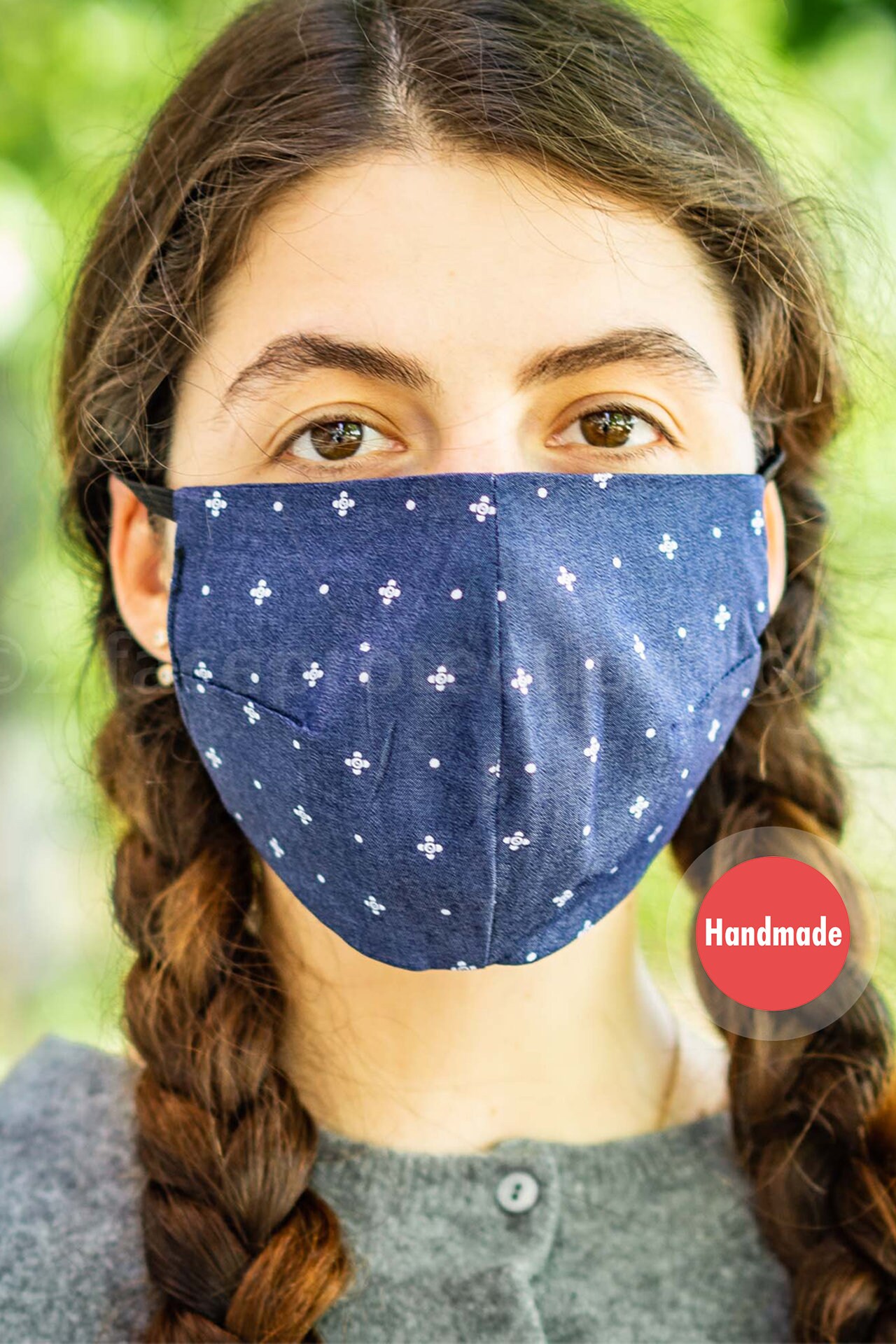 Decorative face mask with pluses print washable reusable face Etsy