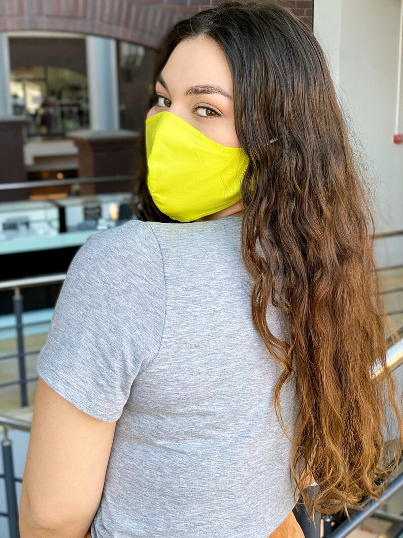 Decorative cotton yellow face mask washable reusable face Etsy