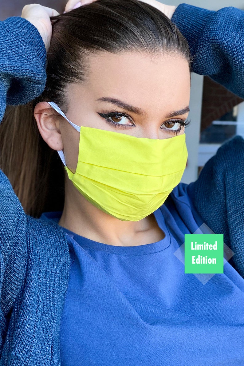 Decorative Cotton Yellow Face Mask Washable Reusable Face Etsy