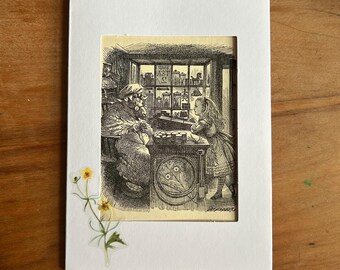 Alice Through the Looking-Glass vintage 1948 lithograph greetings card