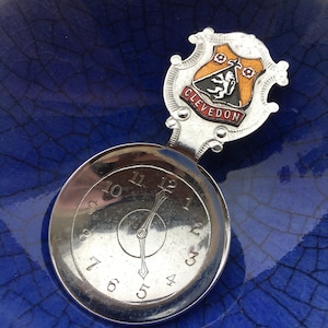 Vintage collectible spoon clock face souvenir Clevedon tea caddy type spoon