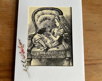 Alice Through the Looking-Glass vintage 1948 lithograph greetings card
