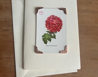 Vintage Garden Flowers card game greetings card Chrysanthemum