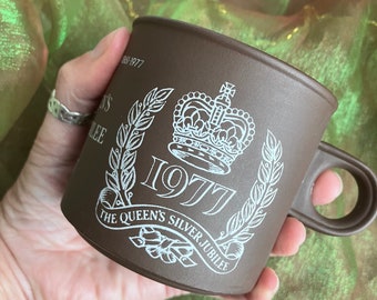 Vintage 1977 Queen Elizabeth Silver Jubilee Mug, Hornsea Pottery