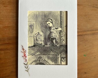 Alice Through the Looking-Glass vintage 1948 lithograph greetings card