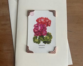 Vintage Garden Flowers card game greetings card Geranium Cranesbill