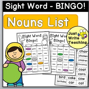 Sight Word Bingo - Dolch Nouns List