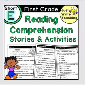 First Grade Reading Comprehension - Short E Texts, Activities, Skills Practice