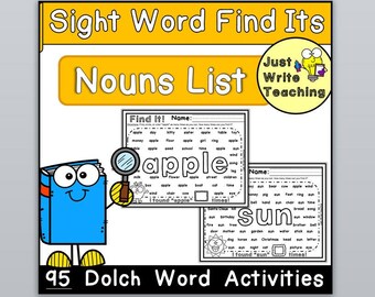 Dolch Nouns List Sight Word Find It Activities