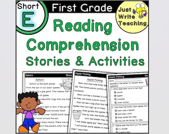 First Grade Reading Comprehension - Short E Texts, Activities, Skills Practice