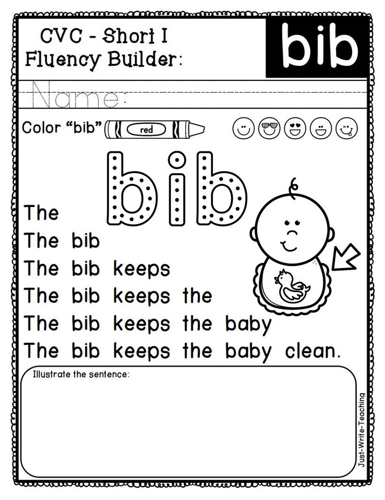 Reading Fluency Builders - CVC Short I - Etsy