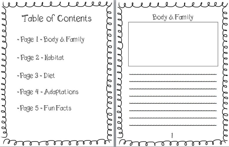 Animal Research Project Book Template weeklong Distance Etsy