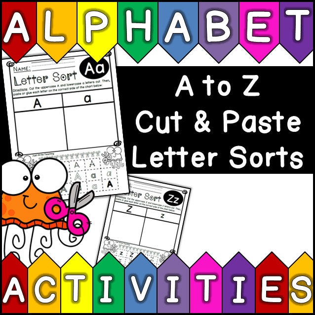 Letter Sort Cut and Paste Alphabet Activities 26 pages | Etsy