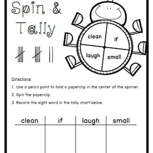 Third Grade Sight Word Centers - Spin Graph and Tally - Etsy