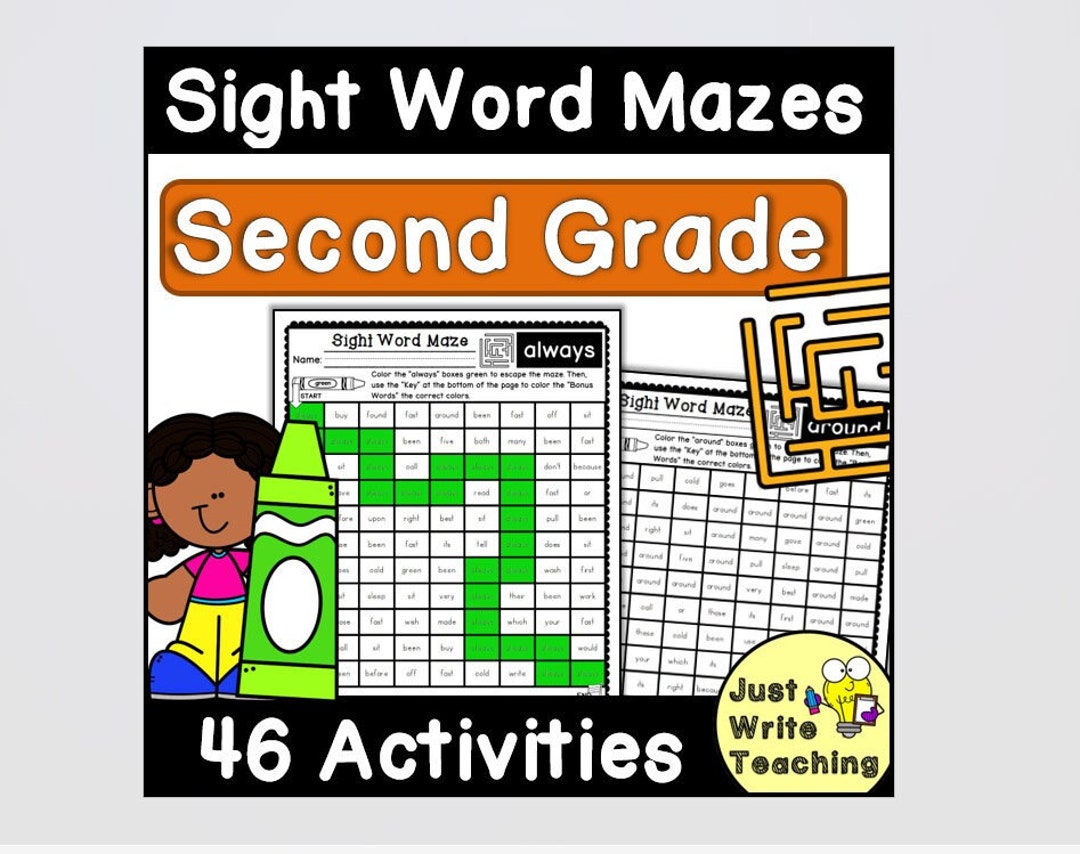 Second Grade Sight Word Mazes Etsy