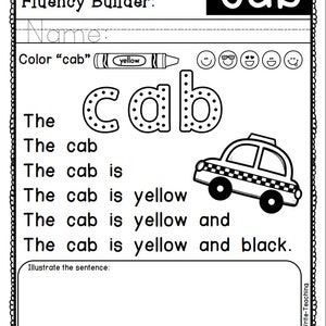 Reading Fluency Builders - CVC Short A - Etsy