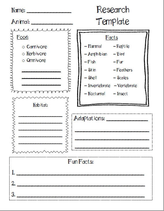 Animal Research Project Book Template (week-long) ~ Distance Learning ...