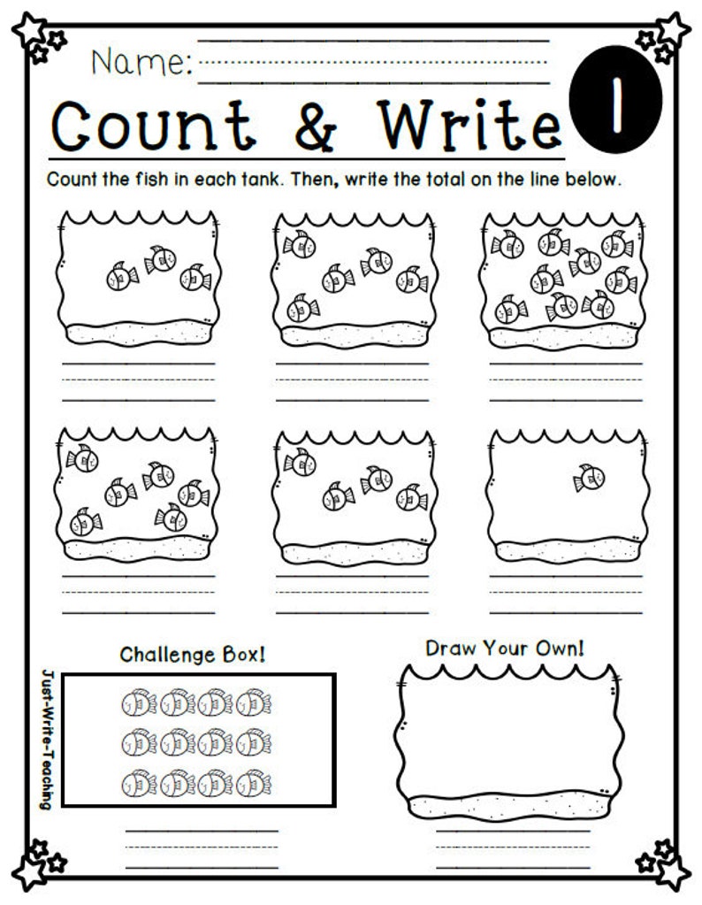 Count and Write Kindergarten Morning Work & Math Centers (20 Days!) - Etsy