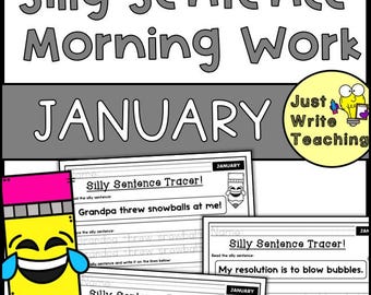 January Morning Work - Silly Sentence Tracers and Drawings