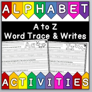 単語のトレースと書き込み - アルファベットのアクティビティ - A から Z までの練習 (26 ページ)