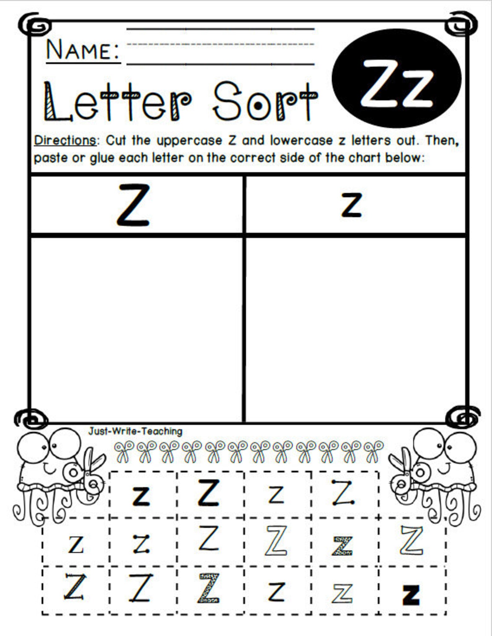 Letter Sort Cut and Paste - Alphabet Activities (26 Pages!) - Etsy