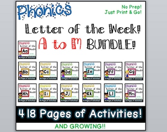 Phonics Letter of the Week Growing MEGA Bundle - A to M