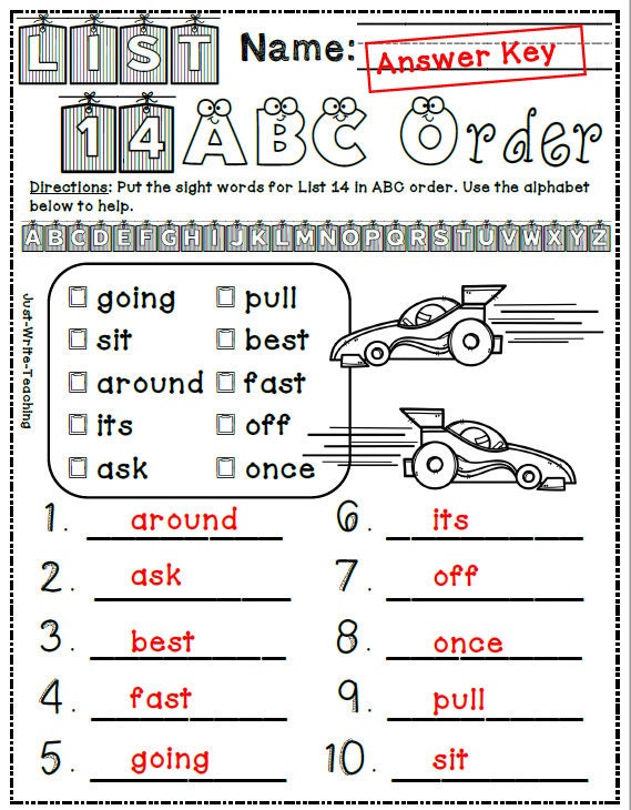 Sight Word ABC Order Activity Pack 32 Activities | Etsy