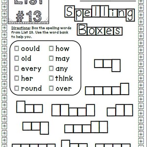 Sight Word Spelling Boxes Activity Pack - 32 Activities! - Etsy
