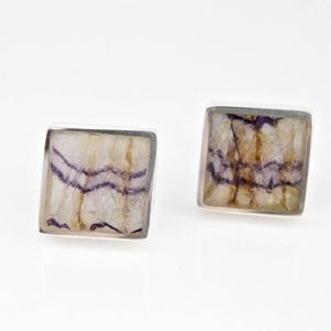 Blue john stud earrings handmade silver