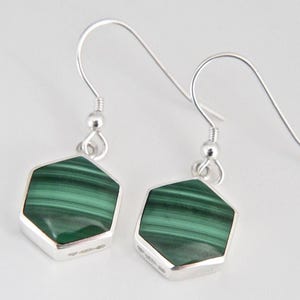 Malachite earrings handmade silver malachite drop earrings